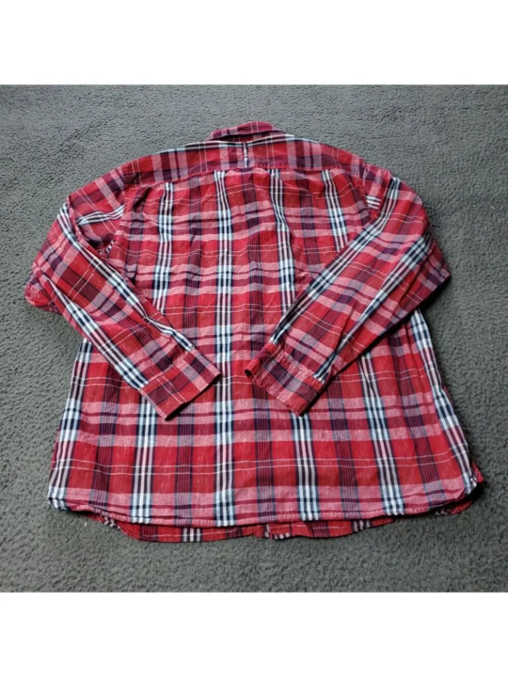 Banana Republic Shirt Mens L Large Red Long Sleeve Camden Fit Plaid Button